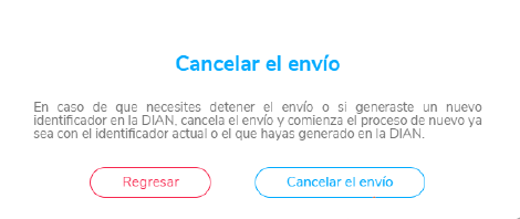 Mensaje cancelar el envio