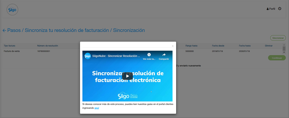 Sincroniza resolucion de facturacion 10