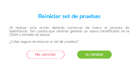 Ventana reiniciar Ser de pruebas