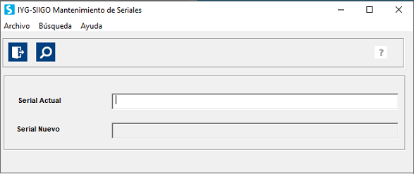 Ventana Mantenimiento de seriales