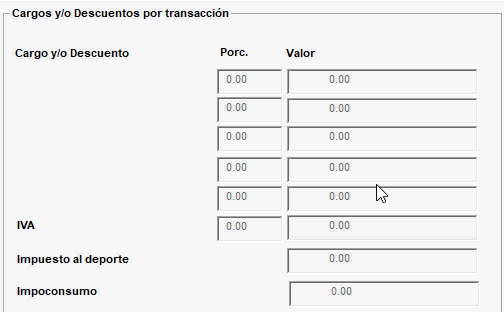 cargo y descuentos